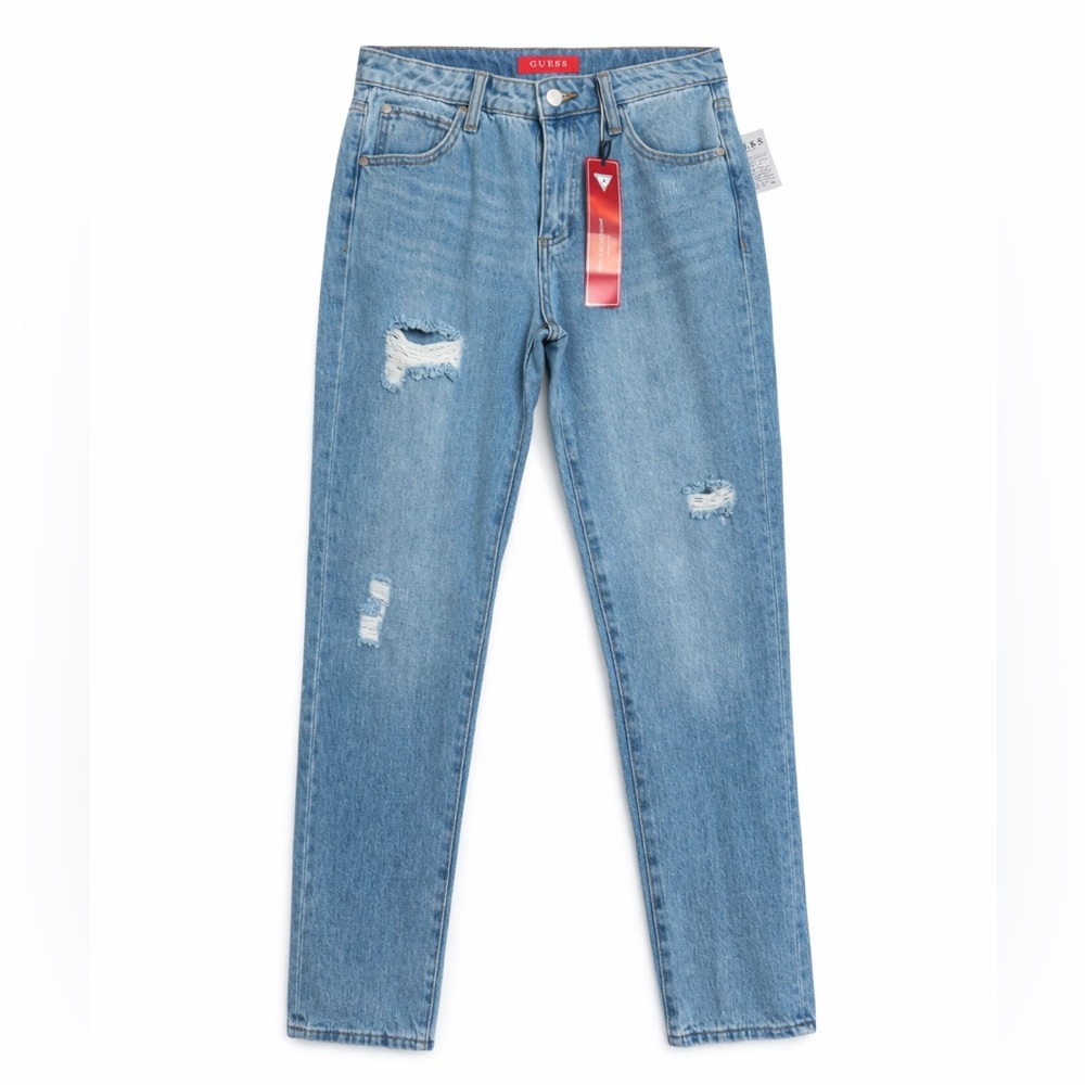 Guess High Rise Straight Jeans – Vintage Distressed Denim NWT